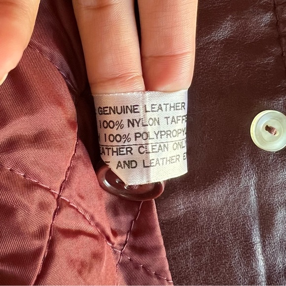 Genuine Leather Maroon Collared Long Sleeve Button Down Leather Blazer Jacket - Picture 5 of 5